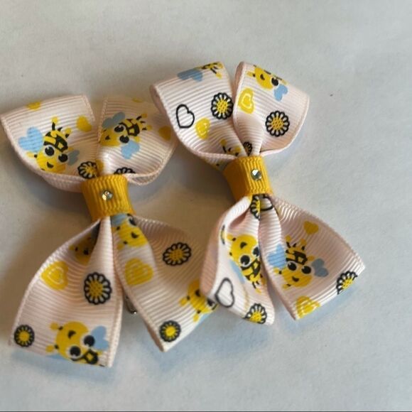 Bow pair hair bows accessories Honey bee love NEW - Picture 8 of 14
